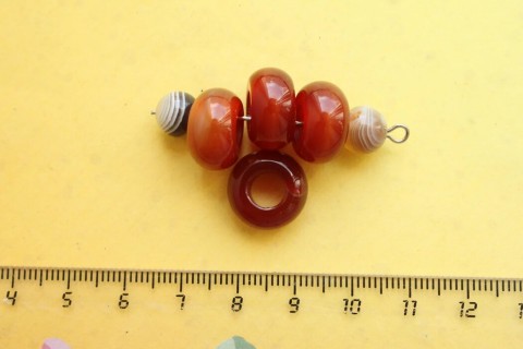 Сердолик, бусина "Пандора", 14 мм, 1 шт