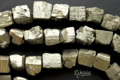 Пирит, куски необработанные большие 11х12 мм, набор 6 бусин