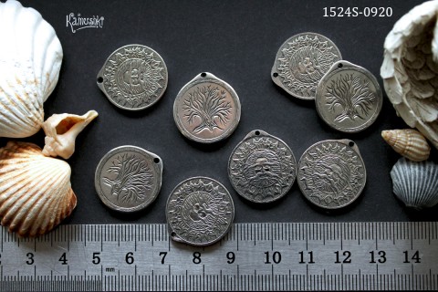 Подвеска двухсторонняя "солнечный лик" 20х21,5 мм, №1524S-0920, 1 шт