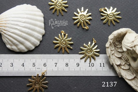 Подвеска "солнышко со спиралью" 19х21 мм, №2137, 1 шт