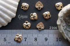 Подвеска "сердце с фианитами", 7,5х8 мм, №2166, 1 шт Подвеска "сердце с фианитами", 7,5х8 мм, №2166, 1 шт