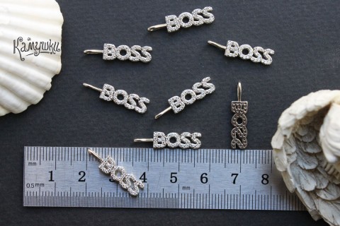 Подвеска "BOSS", с фианитами, 5х22 мм, №2206-0920, 1 шт