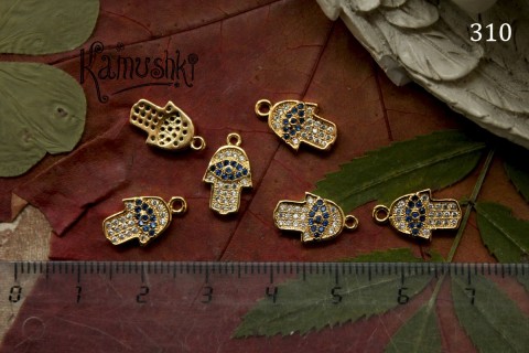 Подвеска "хамса", с фианитами №310 золотистая