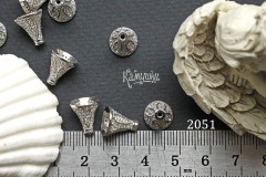 Шапочка-концевик конусообразная с фианитами, 9х10 мм, №2051, 1 шт