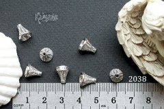Шапочка-концевик конусообразная с фианитами, 8х9 мм, №2038, 1 шт Шапочка-концевик конусообразная с фианитами, 8х9 мм, №2038, 1 шт