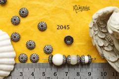 Шапочка с фианитами и зернью, 8 мм, №2045, 1 шт Шапочка с фианитами и зернью, 8 мм, №2045, 1 шт