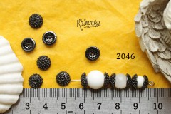 Шапочка с черными фианитами и зернью, 8 мм, №2046, 1 шт Шапочка с черными фианитами и зернью, 8 мм, №2046, 1 шт