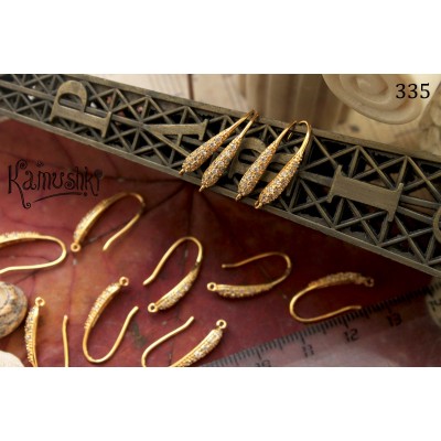 Швензы-крючки с фианитами "капля", 19 мм, №335, 1 пара