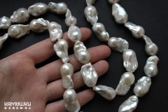 Жемчуг белый барочный крупный "Капля", 15х20 мм, набор 1 бусина