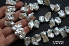 Жемчуг кейши "крыло бабочки", белый, 20 мм, набор 1 бусина Жемчуг кейши "крыло бабочки", белый, 20 мм, набор 1 бусина