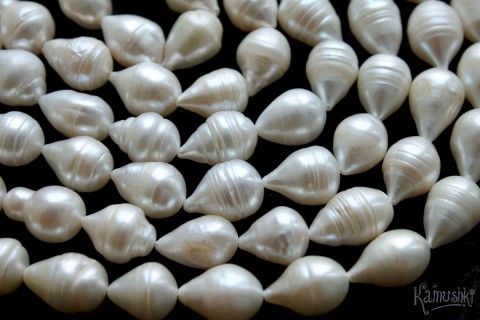 Жемчуг, белый, капля, набор 6 бусин