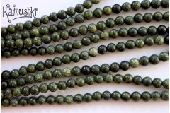 Змеевик темный, шар гладкий 6 мм, набор 15 бусин